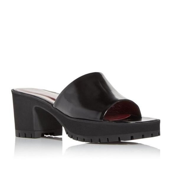 STAUD Amber Leather Slide Platform Sandals in Black RU 38 / US 8 - Picture 2 of 9